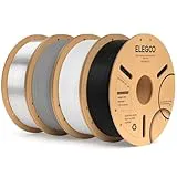 ELEGOO PLA+ Filament 1.75 4KG Black, White, Grey, Transparent, Dimensional Accuracy +/- 0.02mm, Filament Spool for Most 3D Printers