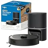 Tapo RV30 MAX Plus - Aspiradora robot, Potencia de succión ultra de 5300Pa con fregado, Base de vaciado automático de 3L, Navegación LiDAR+IMU avanzada, Control por voz y aplicación