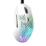 SteelSeries Aerox 3 - Ratón gaming perforado RGB - Diseño ultraligero resistente al agua - Sensor óptico TrueMove Core 8500 DPI - Snow