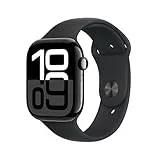 Apple Watch Series 10 GPS + Cellular Smartwatch con Caja de Aluminio Negro Brillante de 46 mm y Correa Deportiva Negro - Talla S/M. Monitor de entreno, App ECG, Pantalla Retina Siempre Activa