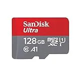 SanDisk Ultra Tarjeta de memoria microSDXC con adaptador SD, hasta 100 MB/s, rendimiento de apps A1, Clase 10, U1, 128 GB, Gris y Rojo