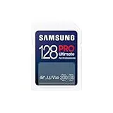 Samsung PRO Ultimate Tarjeta de Memoria SD, 128 GB, Lectura 200 MB/s, Escritura 130 MB/s, UHS-I, C10, U3, V30, 4K UHD, Para Smartphone, Dron o Cámara de Acción (MB-SY128S)