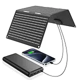 Ecosonique 30 W plegable panel solar, IP67, resistente al agua, cargador solar USB-A USB-C para teléfono móvil, cámara, estación de alimentación, para camping, mochilero, compatible con teléfono