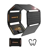 FlexSolar Cargadores Solares Portátiles 40W, USB Potencia de Emergencia ETFE Paneles Plegables IP67 Impermeable Camping Senderismo para Teléfonos, Ventiladores, Linternas