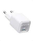 Anker Cargador USB C GAN 30 W, Cargador iPhone 511 (Nano 3), rápido PIQ 3.0 PPS, Compatible con iPhone 16/16 Plus/16 Pro Max/15/14/13/12, Samsung Galaxy, Pixel 4/3, iPad, Macbook Air