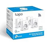 Tapo P110 (4 paquetes) – Mini enchufe inteligente Wi-Fi (con monitoreo de energía), programación encendido/apagado, ahorro de energía, compatible con Alexa y Google Home