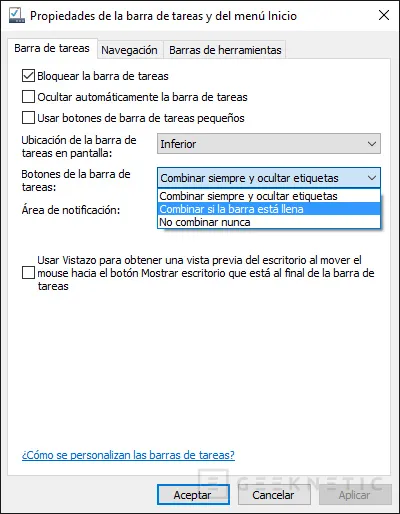 Geeknetic Configura la agrupación de aplicaciones en la barra de tareas de Windows 10 3