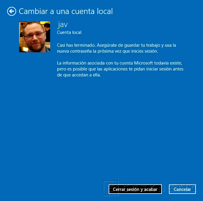 Geeknetic Cómo pasar de una cuenta Microsoft a local en Windows 10 sin perder datos 6