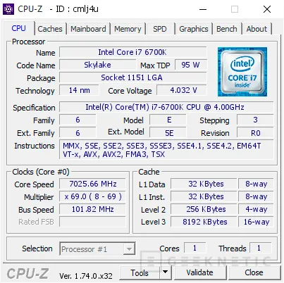 Nuevo record mundial de velocidad con un Intel Core i7-6700K a más de 7.000 MHz , Imagen 2