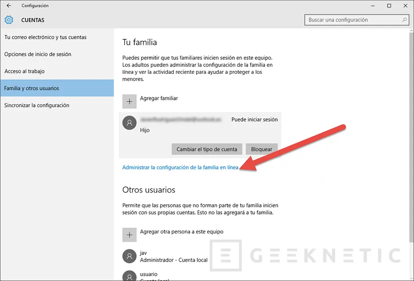 Geeknetic Como configurar el control parental en Windows 10 3