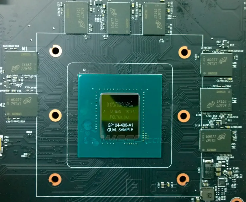 Filtrada la primera imagen de la GPU NVIDIA GP104 con chips GDDR5X, Imagen 1