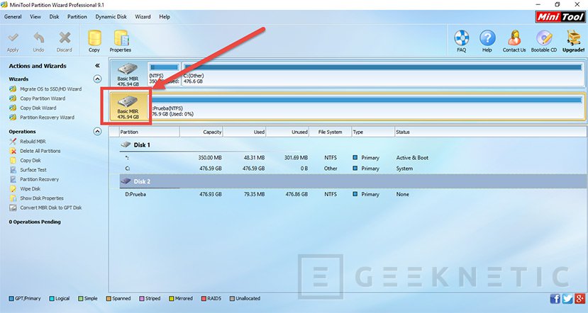 Как преобразовать диск gpt в mbr mini tools partition wizard