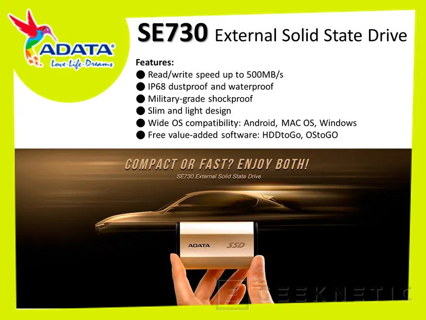 ADATA SE730, SSD externo compacto con USB-C y resistencia IP68, Imagen 1