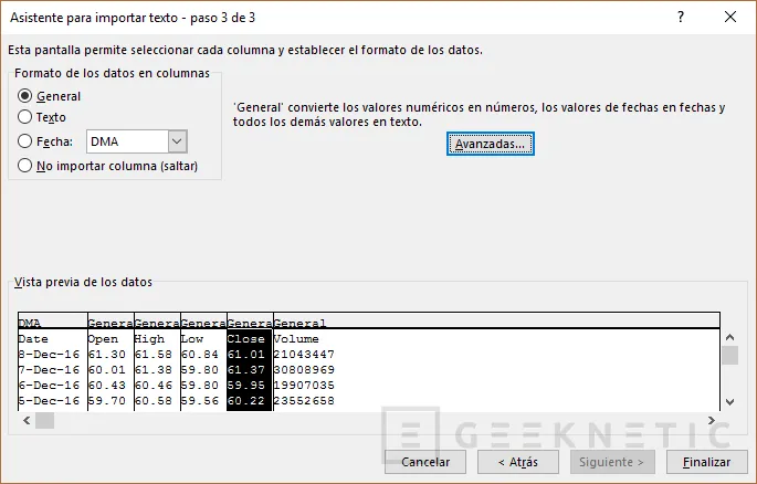 Geeknetic Cómo abrir correctamente un archivo CSV en Excel 6