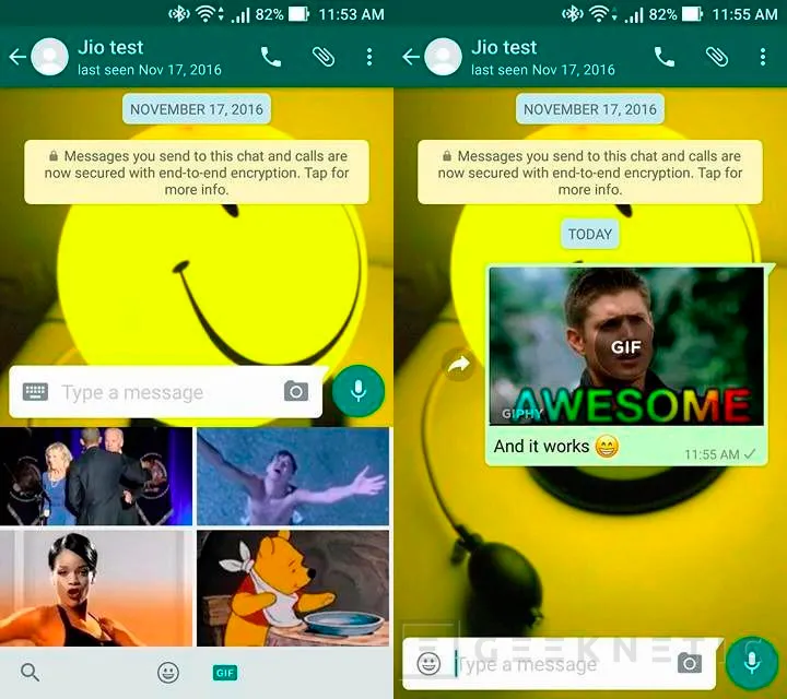 Whatsapp trabaja en un buscador de gifs integrado, Imagen 1