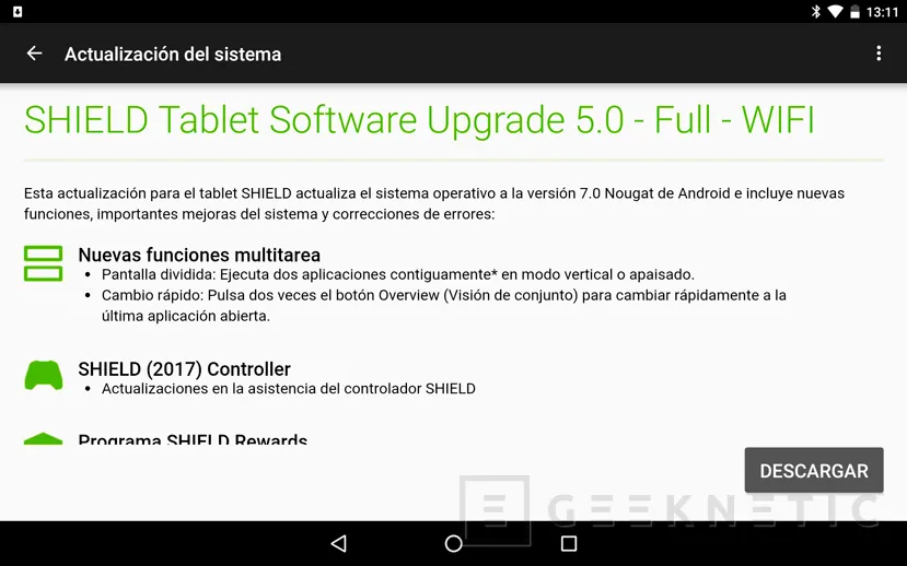 Llega Android 7.0 Nougat para la NVIDIA Shield Tablet, Imagen 1