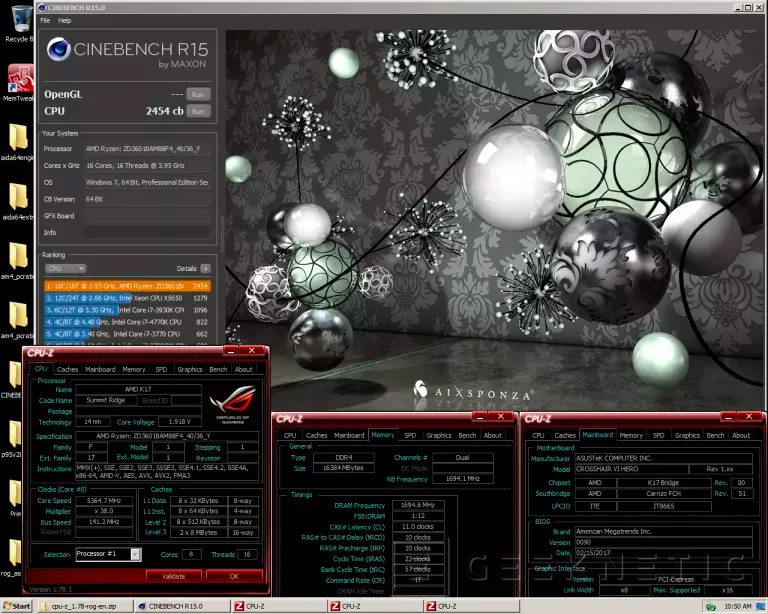El AMD RYZEN 7 1800x con overclock bate el record mundial en Cinebench R15, Imagen 1