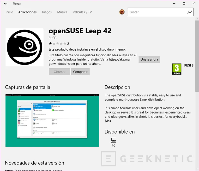 Geeknetic OpenSUSE Leap 42 y SUSE Linux Enterprise Server 12 en la tienda de Windows 10 1