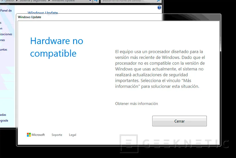 Geeknetic Elimina el mensaje de hardware no compatible en Windows. 1