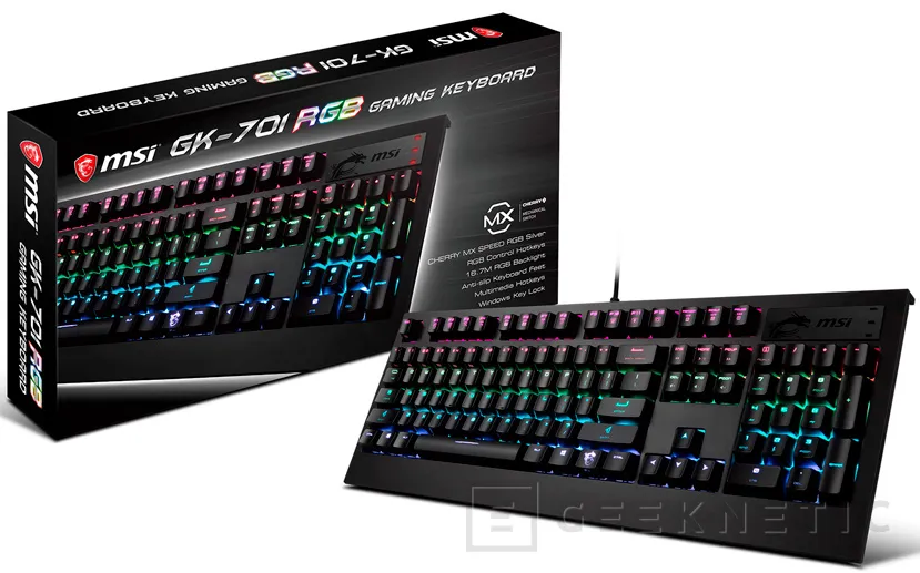 MSI anuncia su teclado mecánico GK-701 RGB con Cherry MX Speed Silver, Imagen 1