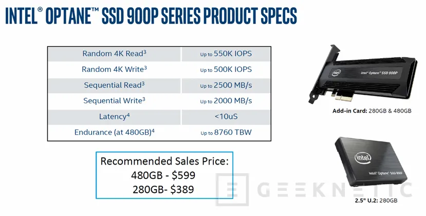 Geeknetic Intel Optane SSD 900P, puro rendimiento con 2500 MB/s y 550.000 IOPS 4