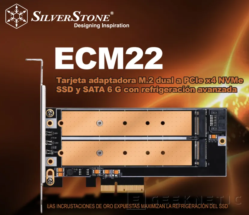 Tarjeta de expansión SilverStone ECM22 para dos SSD M.2, Imagen 1