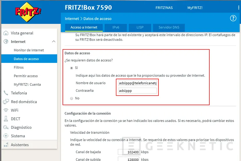 Geeknetic Como configurar el router FRITZ!Box 7590 para fibra FTTH de Movistar 11