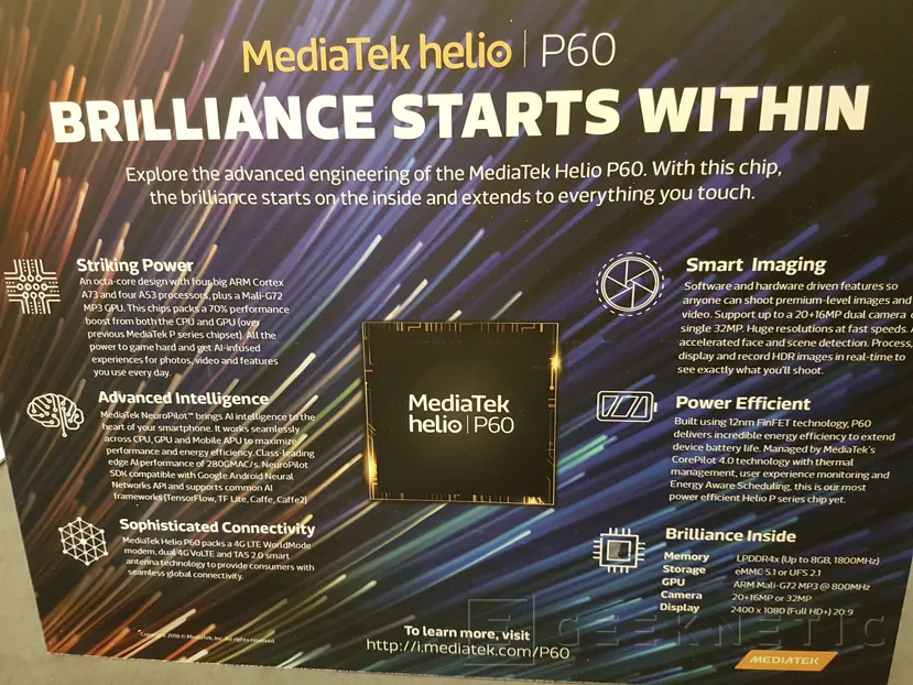 Geeknetic Mediatek anuncia su SoC Helio P60 con 8 núcleos y procesador de inteligencia artificial 1