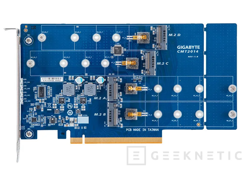 Geeknetic Gigabyte anuncia un adaptador PCIe x16 para cuatro SSDs M.2 1