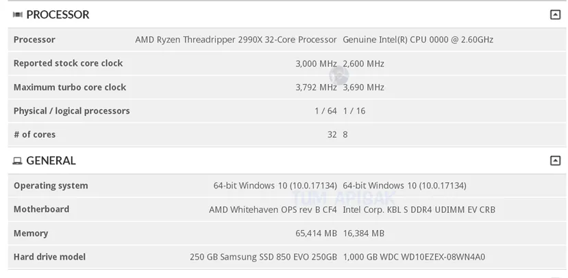 Geeknetic El AMD Threadripper 2990X se deja ver en la base de datos de 3DMark 2