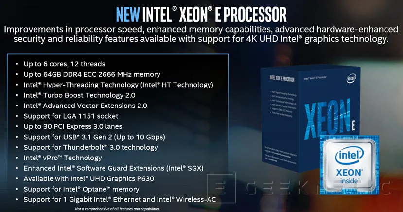 Geeknetic Llegan los procesadores Intel Xeon E-2100 con hasta 6 núcleos para Workstations asequibles 2