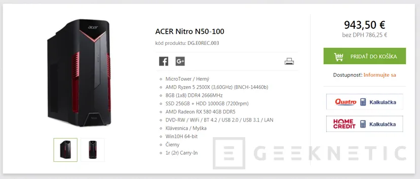 Geeknetic El AMD Ryzen 5 2500X hace su primera aparición oficial en un equipo de Acer 1