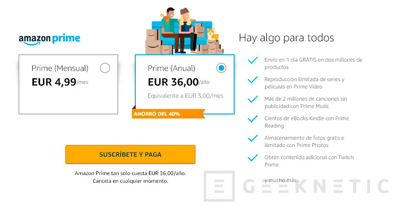 Geeknetic El precio de Amazon Prime aumenta de 19.95 a 36 Euros anuales 1