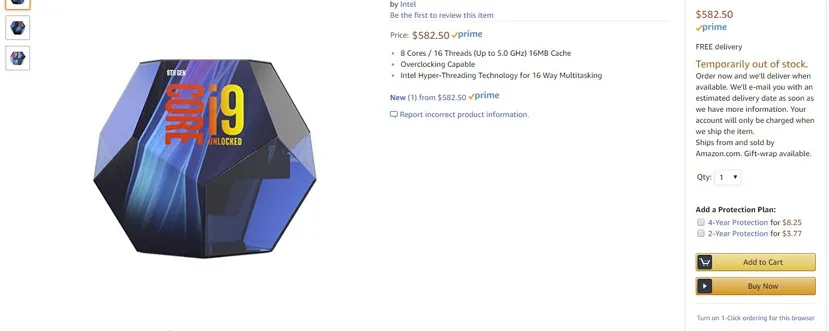 Geeknetic Aparece un Intel Core i9-9900K en Amazon por 582 dólares y caja exclusiva 1