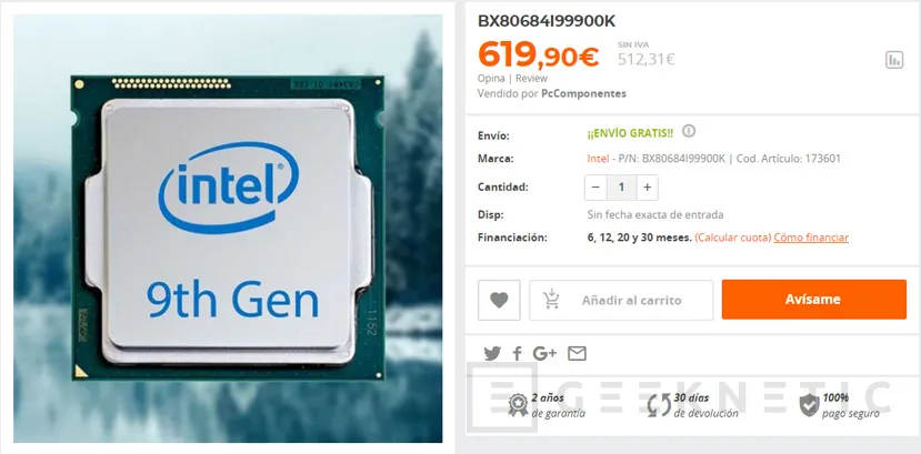 Geeknetic El Intel Core i9-9900K se deja ver en tiendas españolas a un precio de más de 600 euros 2