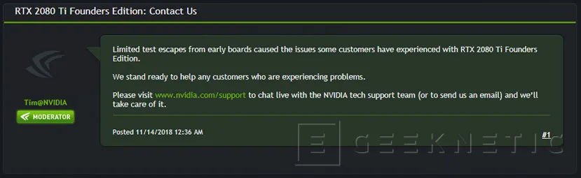Geeknetic NVIDIA reconoce que hubo un problema de control de calidad en las primeras RTX 2080 Ti Founders Edition 1