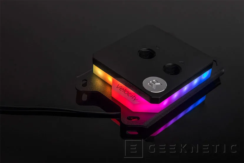 Geeknetic El bloque CPU EK Velocity D-RGB incorpora 24 LEDS ARGB y sirve también para circuitos con bajo caudal de agua 3