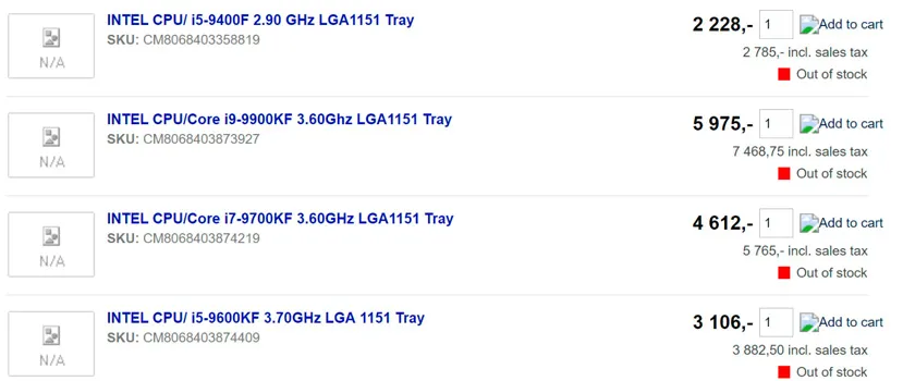 Geeknetic Los nuevos procesadores de serie F de Intel aparecen listados en una tienda noruega 1