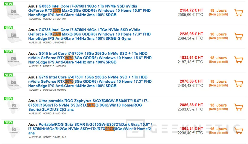 Geeknetic Se filtra toda la gama de tarjetas gráficas GeForce RTX para portátiles en una tienda francesa 2
