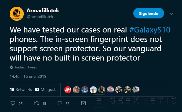 Geeknetic El Samsung Galaxy S10 podría no ser compatible con protectores de pantalla 2
