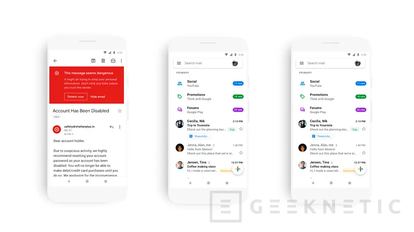 Geeknetic El rediseño de Gmail llega a todos los terminales Android sin tema oscuro 1
