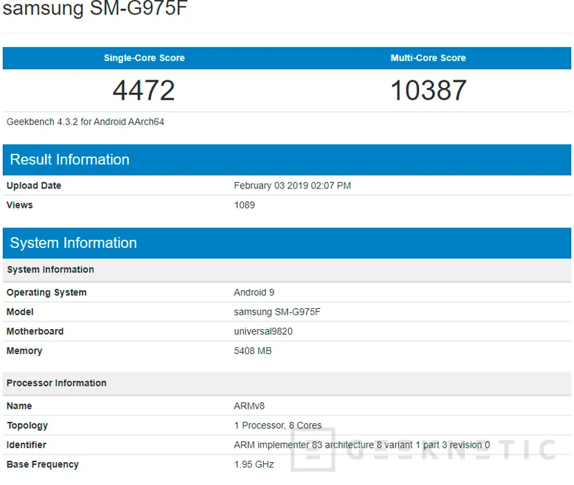 Geeknetic El Samsung Galaxy S10+ reduce las distancias con el iPhone XS en un nuevo benchmark filtrado 1