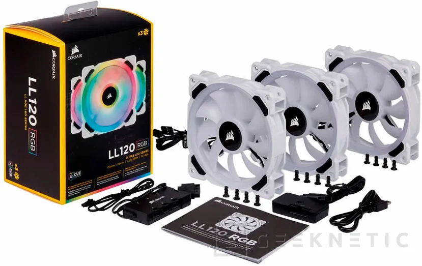 Geeknetic Los ventiladores Corsair LL120 RGB incorporan 16 LEDs y se podrán comprar en kit de 3 con controlador RGB 2