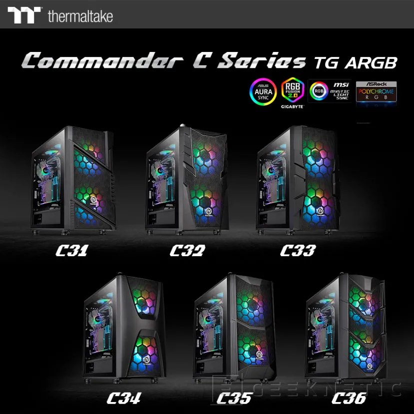 Geeknetic Thermaltake estrena la familia de cajas Commander C con paneles frontales distintivos para cada variante 2