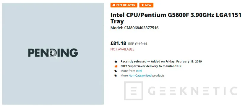 Geeknetic Aparecen en una tienda online los Intel Pentium Gold G5600F sin iGPU 1