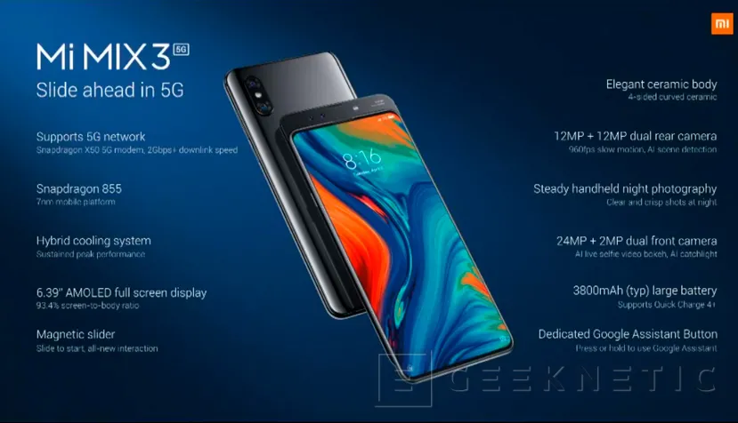Geeknetic El primer móvil con 5G llega a España de la mano de Xiaomi con su Mi Mix 3 5G 1