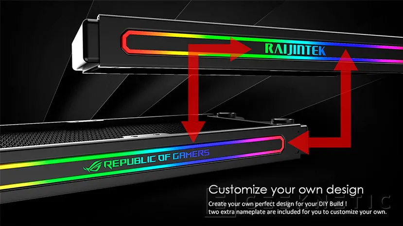 Geeknetic El radiador Raijintek Teos 240A RBW permite al usuario cambiar el logo lateral iluminado por ARGB 2