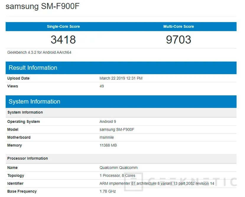 Geeknetic El primer benchmark del Samsung Galaxy Fold confirma la presencia del Snapdragon 855 1