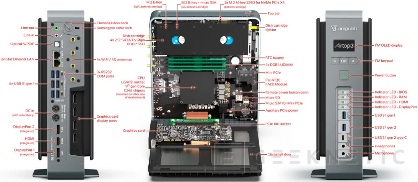 Geeknetic Compulab lanza el Airtop3, un ordenador pasivo con hasta un Core i9-9900K y una Quadro RTX4000 3