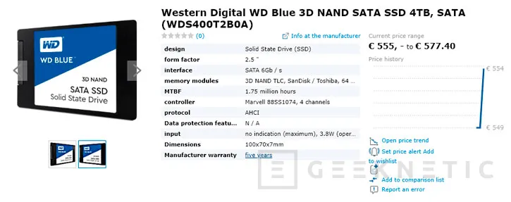 Geeknetic Western Digital lanza una unidad WD Blue SSD de 4 TB en formato 2.5&quot; SATA 2